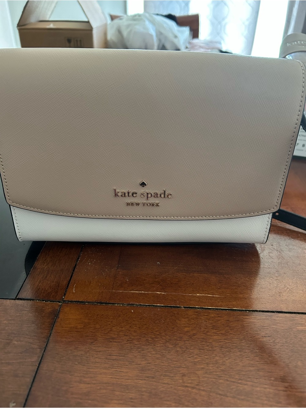 kate spade Two-Tone Crossbody Bag in Beige and White